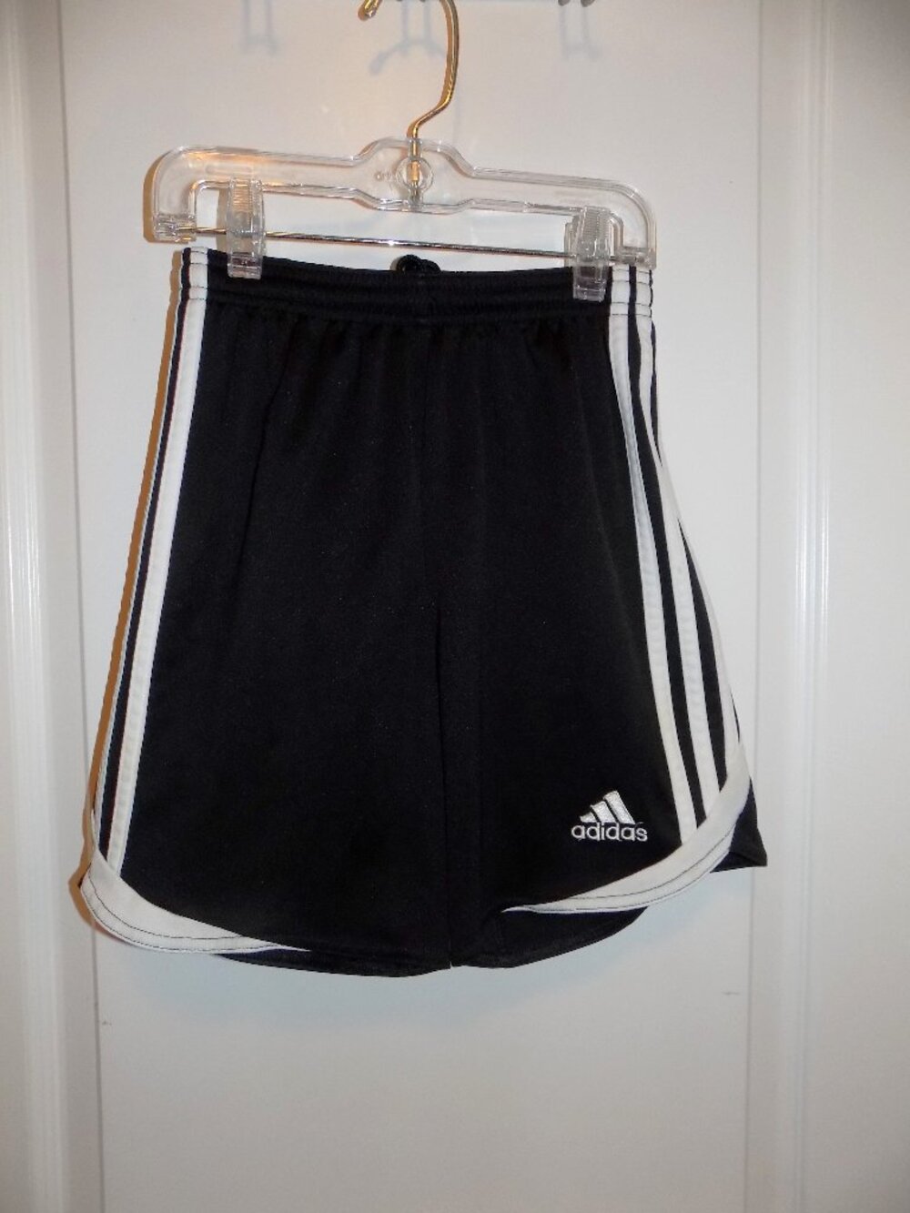 ADIDAS Boys Black White 3 Striped Climacool Active Shorts Small 8